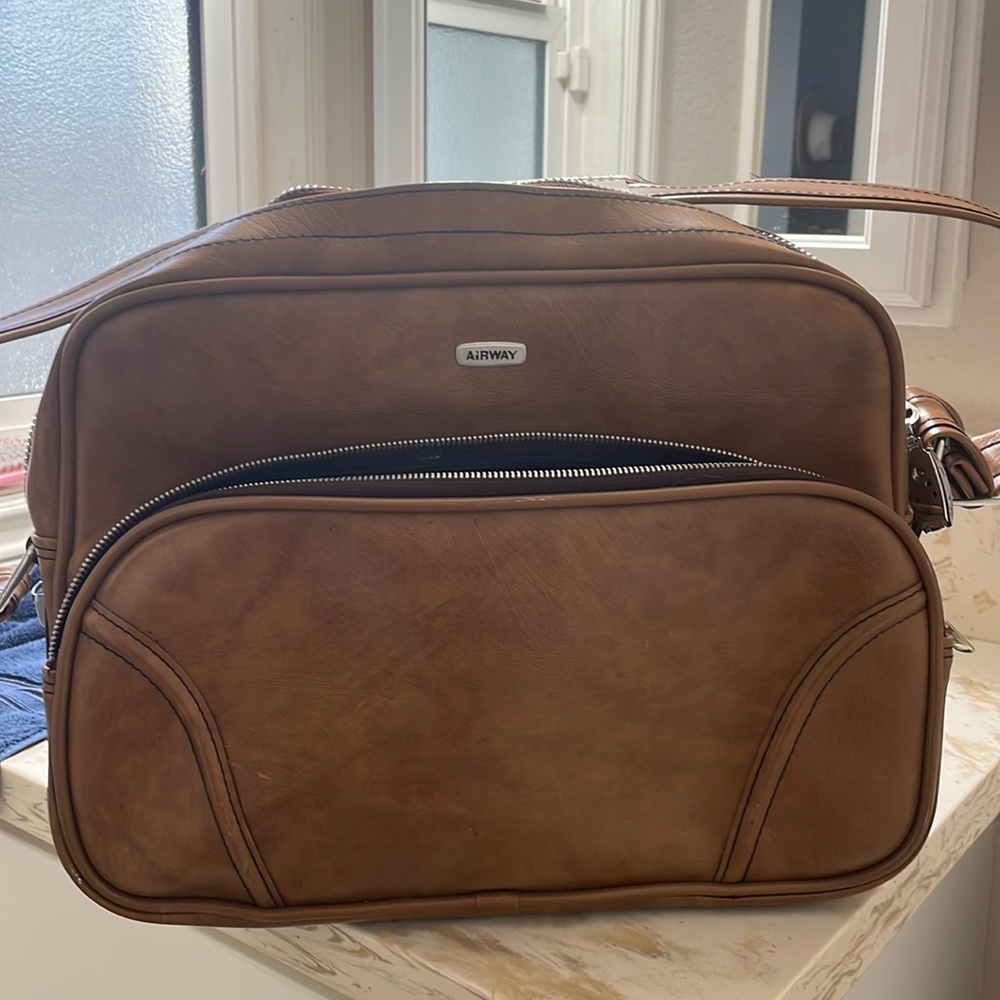 Airway Vintage Brown leather Luggage, briefcase, Carry-on suitcase